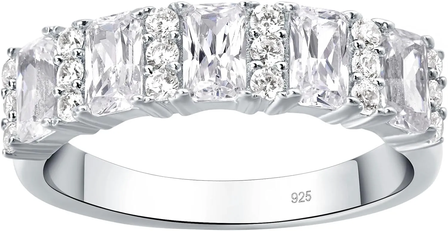 Newshe Jewellery Wedding Band Eternity Ring for Women AAAAA Cubic Zirconia Twisted 925 Sterling Silver Size 5-10
