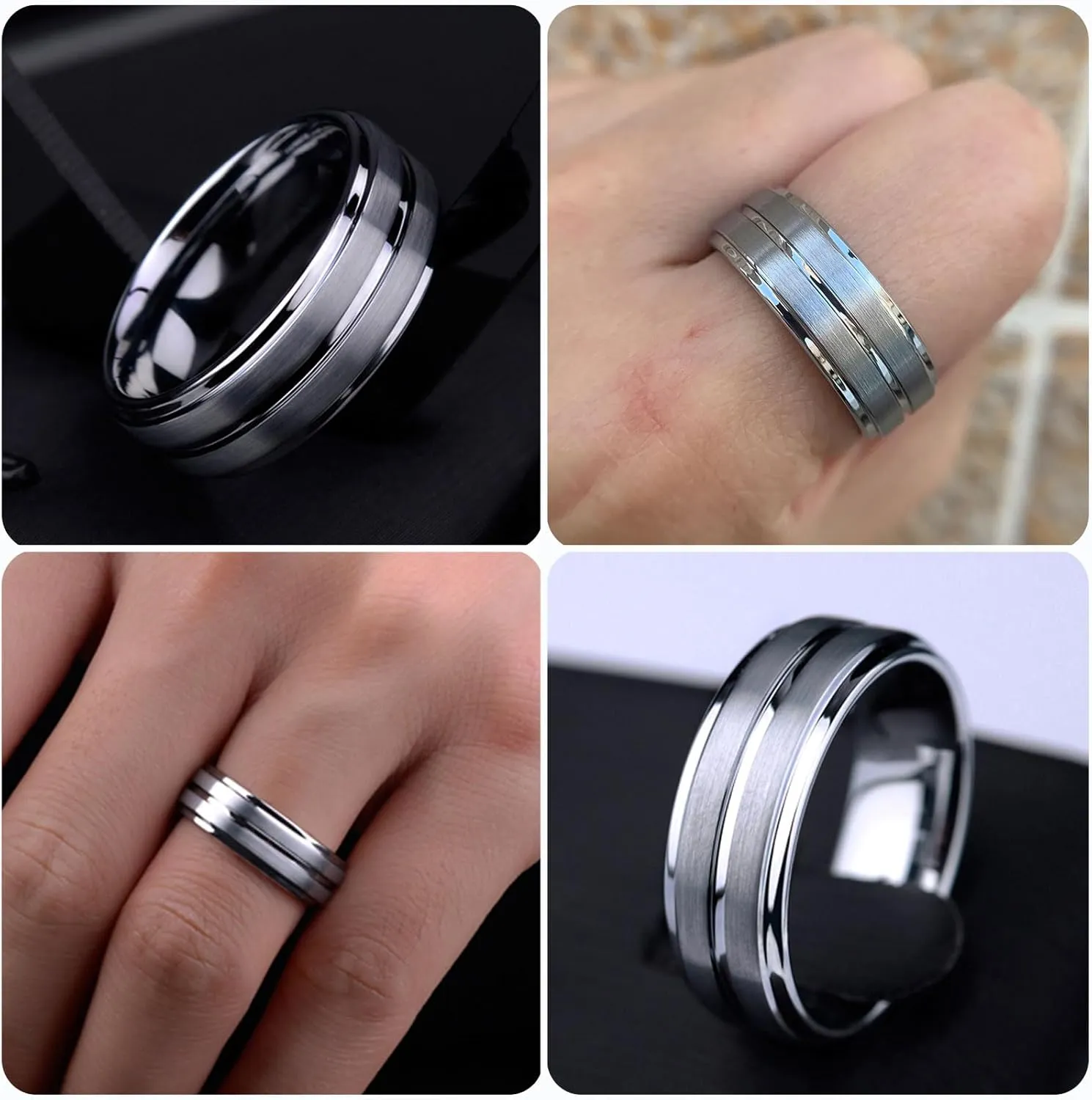Newshe Jewellery Wedding Rings Set for Him and Her AAAAA Cz Women Mens Tungsten Bands 925 Sterling Silver Couples Size 5-12