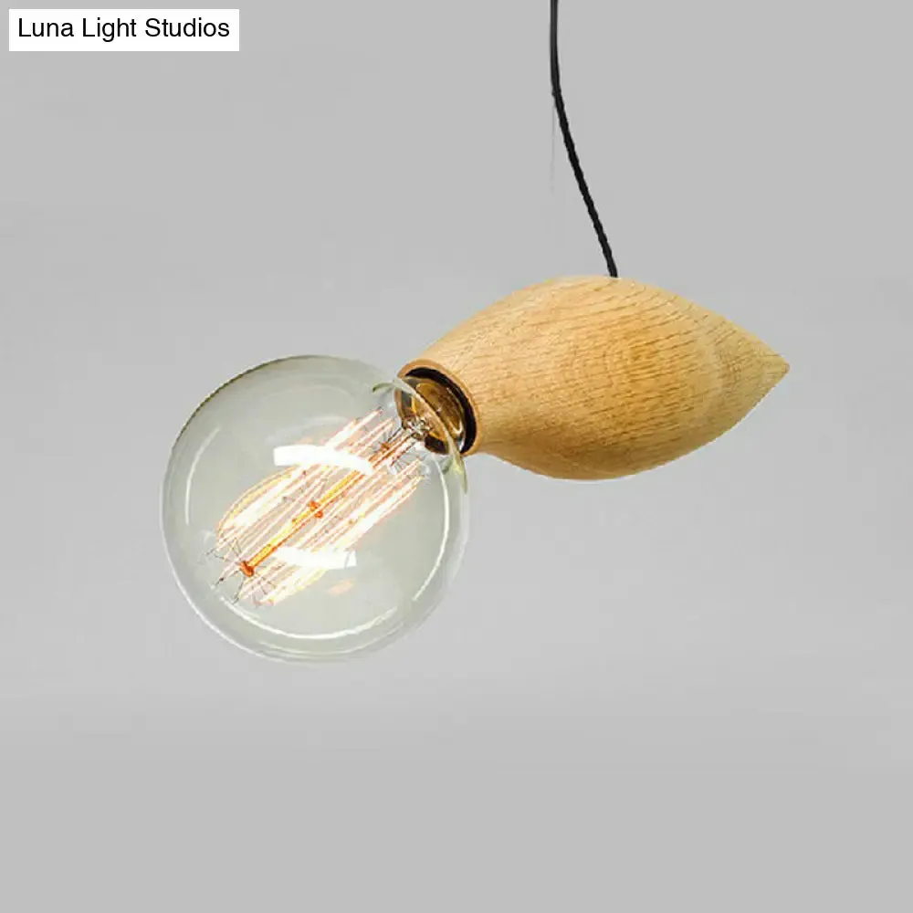 Nordic Style Hanging Pendant Light – Bee-Shaped Restaurant Ceiling Light, Wood Finish