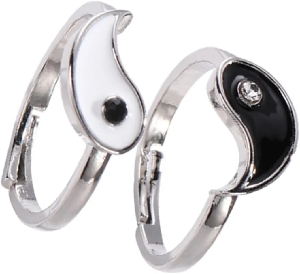 Open Ring for Women Adjustable Ring Set for Couples Boyfriends Girlfriends