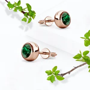 Opulence Earrings Embellished with Emerald  SWAROVSKI® Crystals in Rose Gold