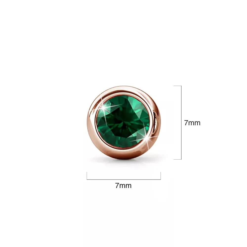 Opulence Earrings Embellished with Emerald  SWAROVSKI® Crystals in Rose Gold