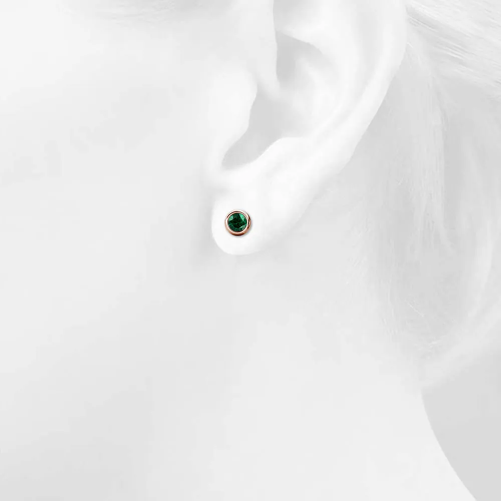 Opulence Earrings Embellished with Emerald  SWAROVSKI® Crystals in Rose Gold