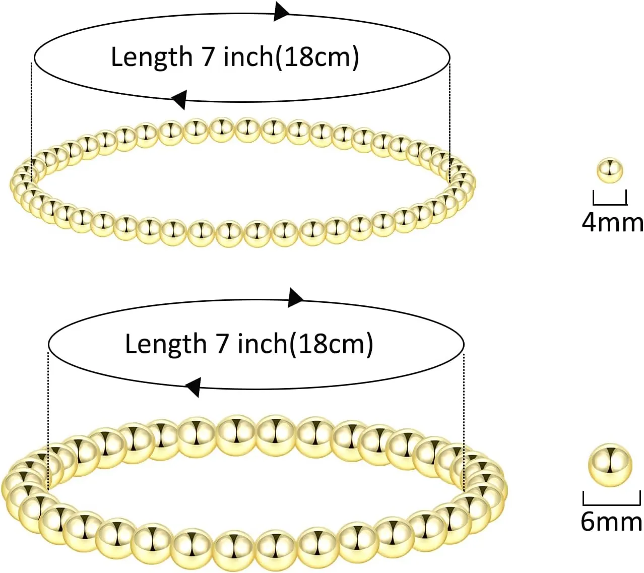 Oveta Gold Beaded Bracelets 18K Gold/Silver Plated Stackable Bracelets for Women Non Tarnish Stretch Bracelets Set