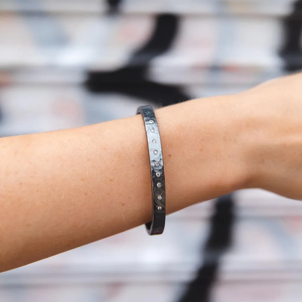Oxidized Sterling Silver Cuff with Silvermist Diamonds