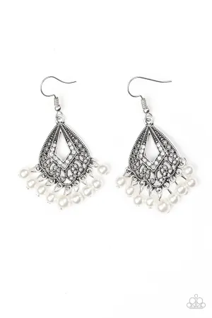 Paparazzi Gracefully Gatsby White Fishhook Earrings - P5RE-WTXX-351XX
