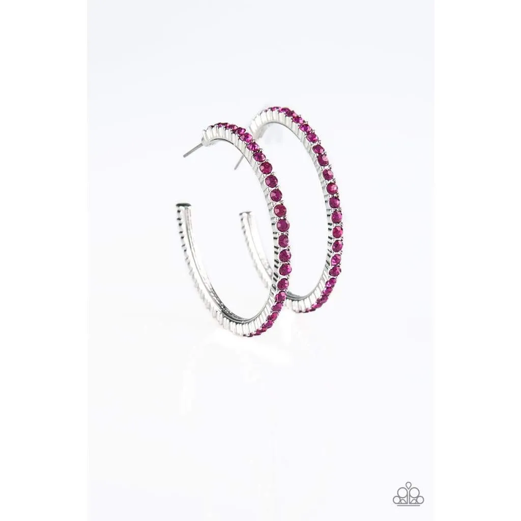 Paparazzi Must Be The Money Pink Post Hoop Earrings