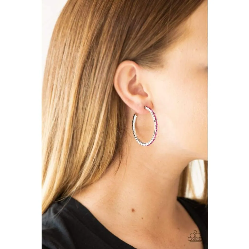 Paparazzi Must Be The Money Pink Post Hoop Earrings