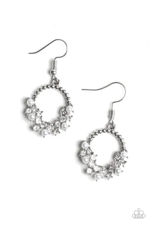 Paparazzi Refined Razzle White Fishhook Earrings