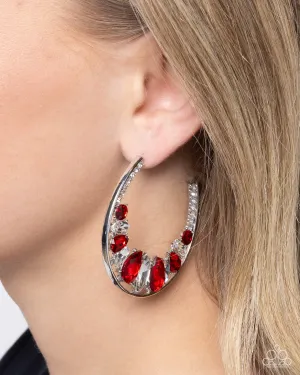 Paparazzi Refined Rewind - Red Hoops Earring  P5HO-RDXX-036XX