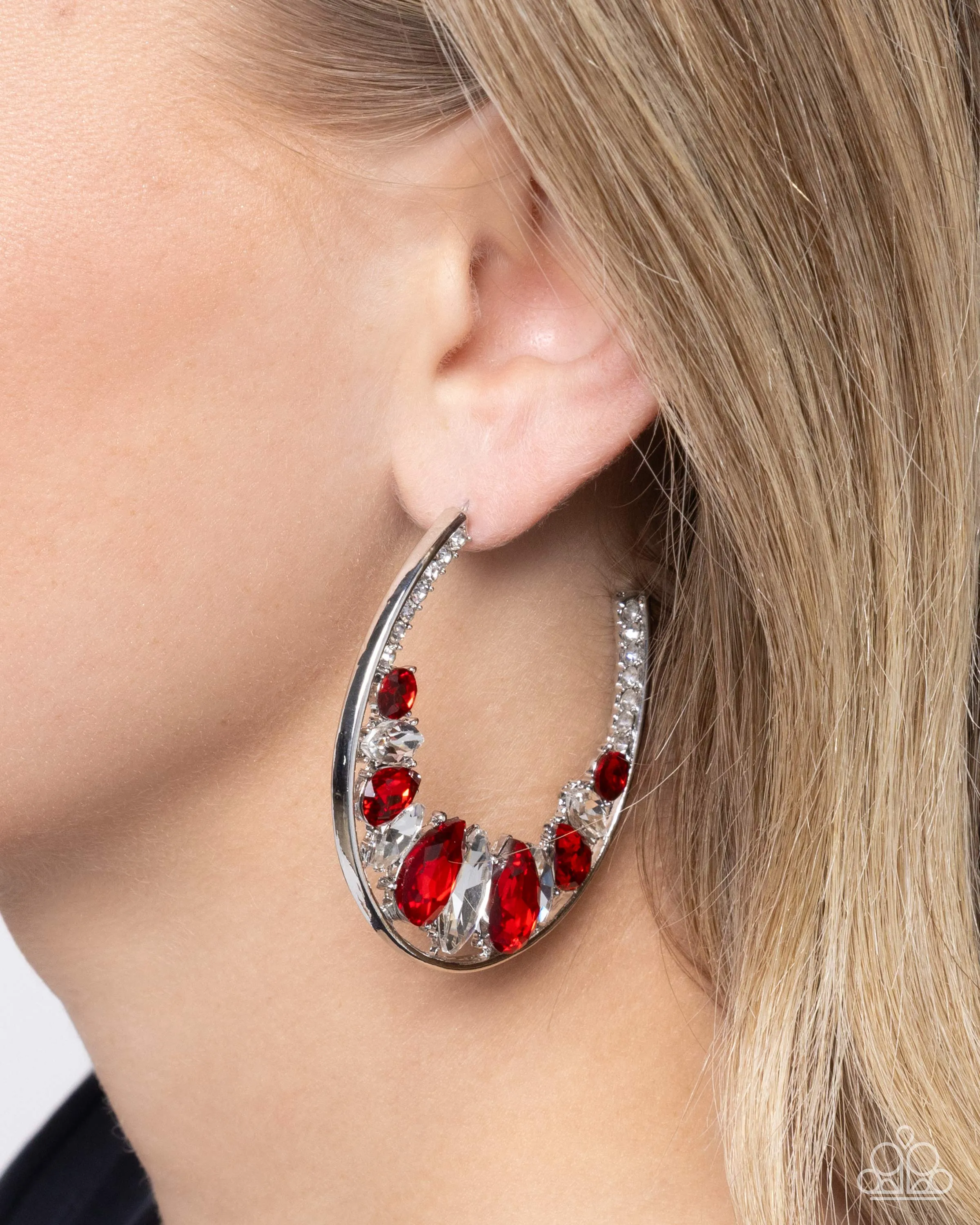 Paparazzi Refined Rewind - Red Hoops Earring  P5HO-RDXX-036XX