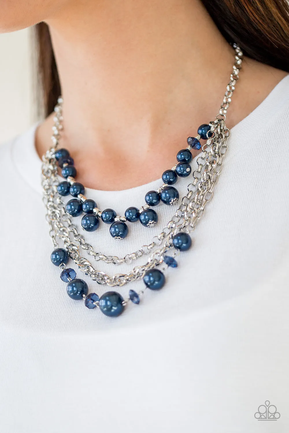Paparazzi Rockin' Rockette Blue Short Necklace - P2ST-BLXX-023XX