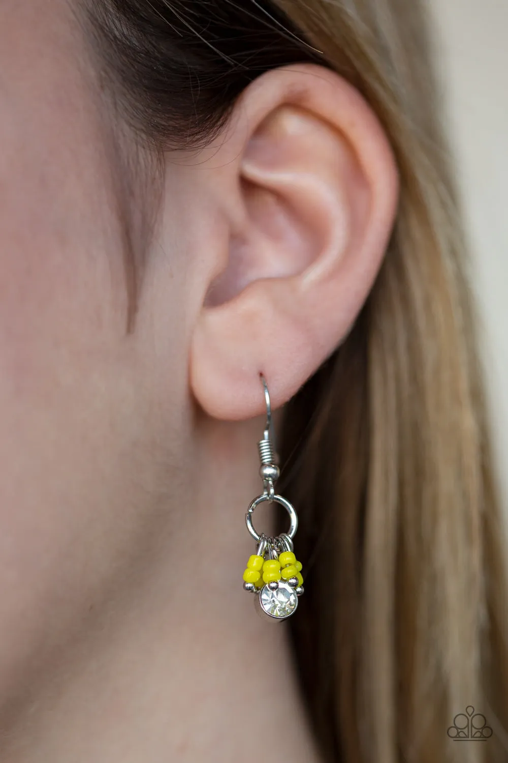 Paparazzi Twinkling Trinkets Yellow Fishhook Earrings