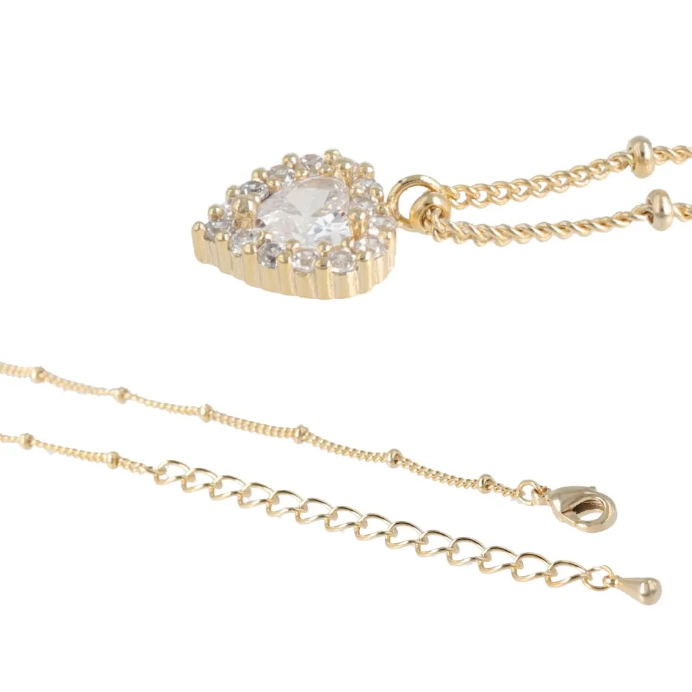 Pave Heart Short Necklace