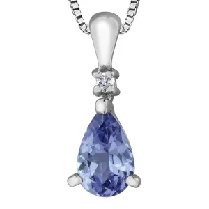 Pear Shaped Tanzanite and Diamond Pendant