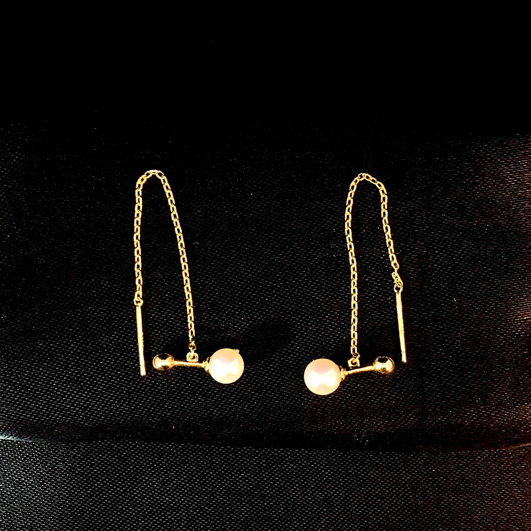 Pearl and Ball Threader Earrings (Pure Silver)