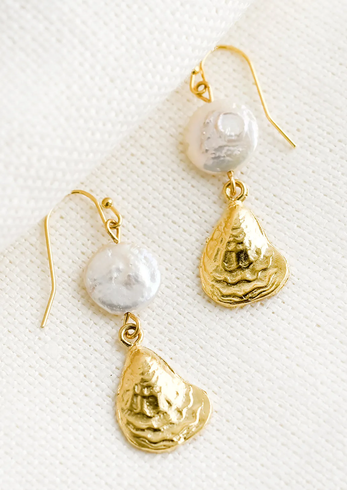 Pearl Disc Oyster Earrings