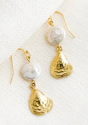 Pearl Disc Oyster Earrings