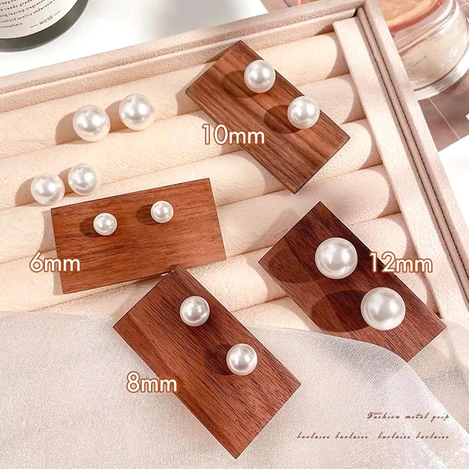 Pearl Earrings Studs Set for Women, 12 PairsWhite Composite Round Ball Beads Pearl Stud Earrings Set for Wedding Christmas and Birthday