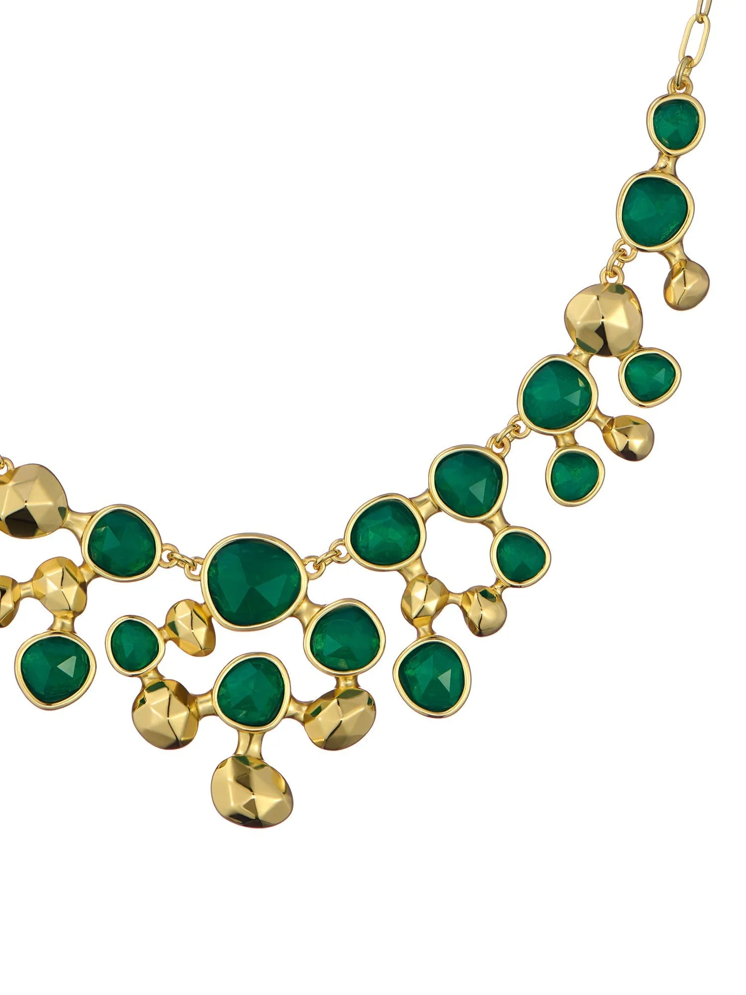 Periela Pebble Stone Necklace Green-Gold