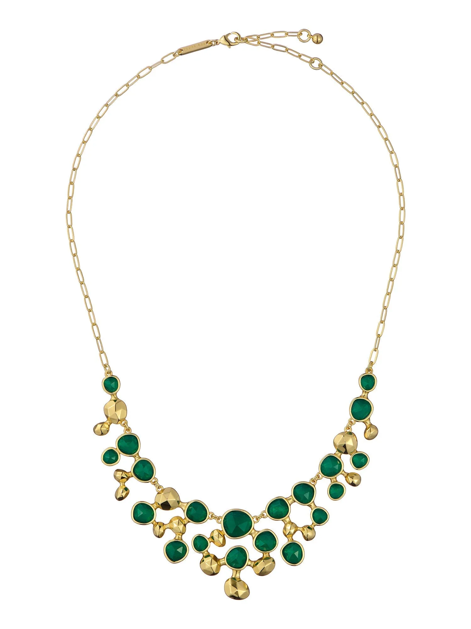 Periela Pebble Stone Necklace Green-Gold