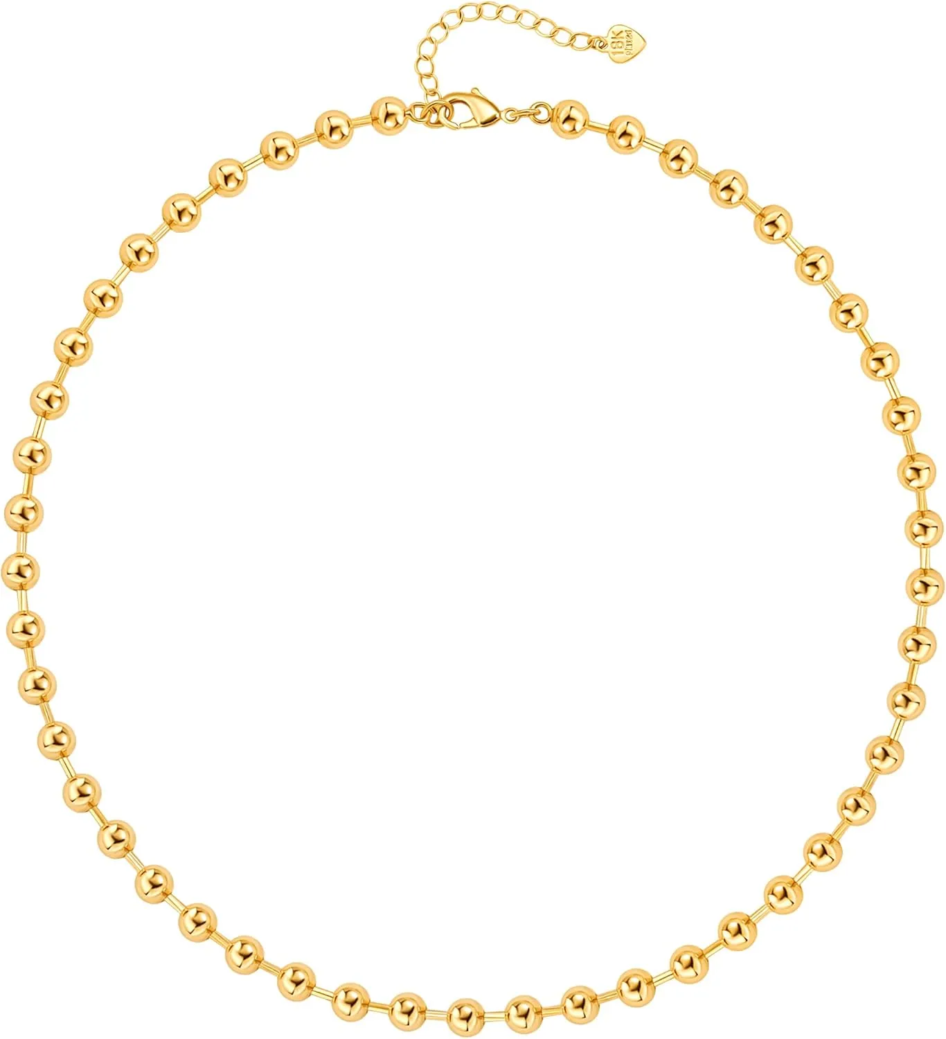 PERNNLA PEARL 18K Gold Beaded Choker Necklaces for Women Trendy Dainty Chunky Gold Chain Necklace for Girl Simple Handmade Necklace