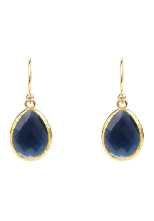 Petite Drop Earrings Dipped in Gold with Sapphire