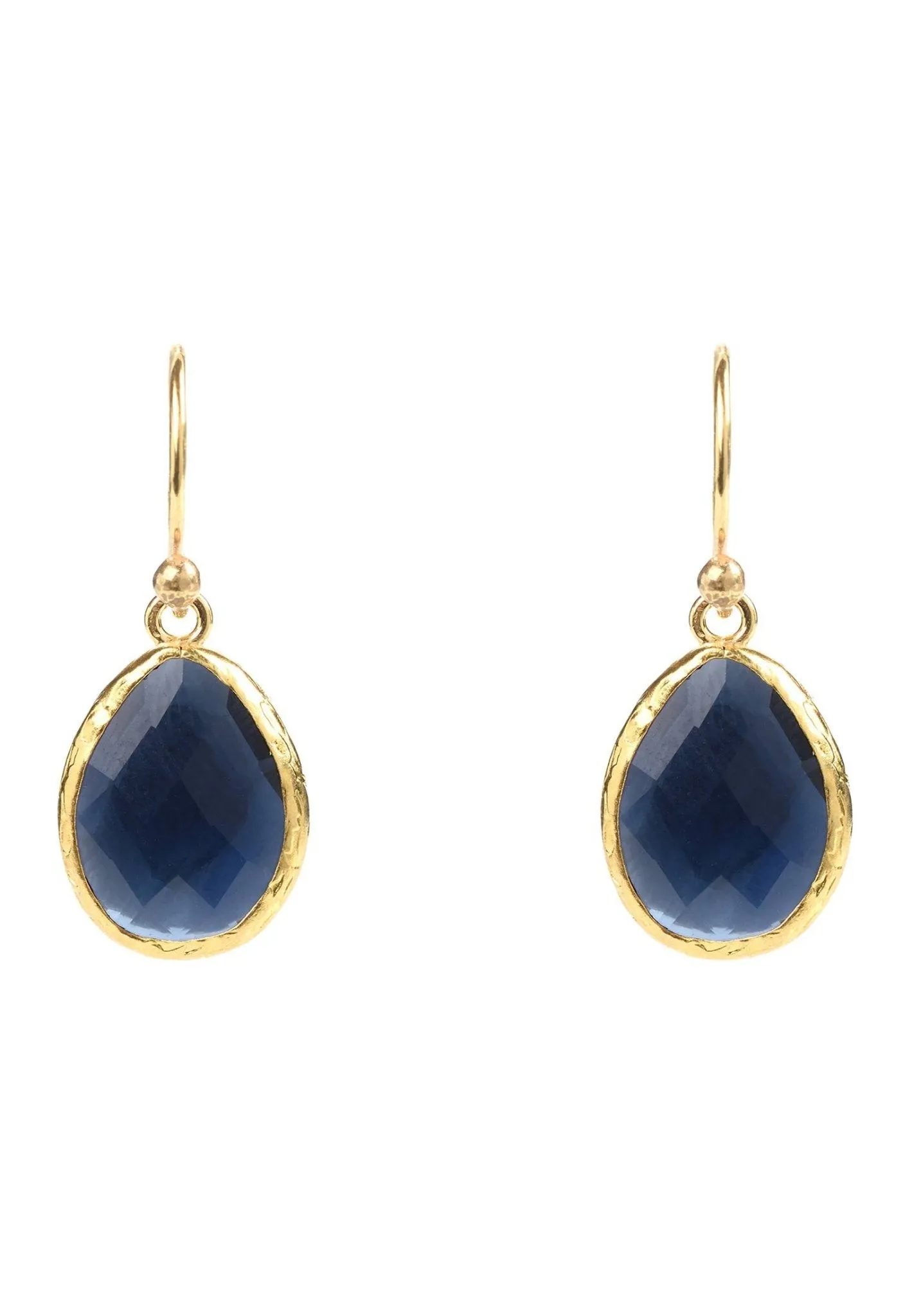Petite Drop Earrings Dipped in Gold with Sapphire