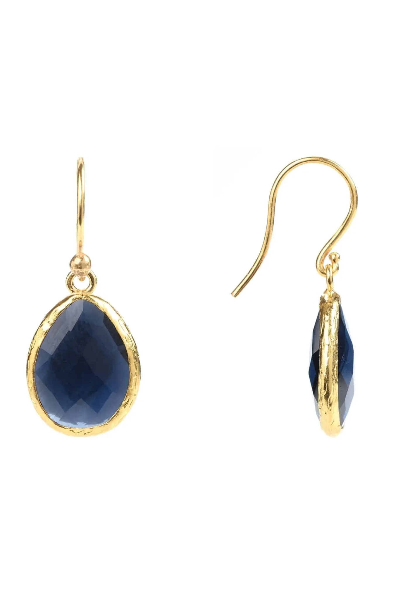 Petite Drop Earrings Dipped in Gold with Sapphire