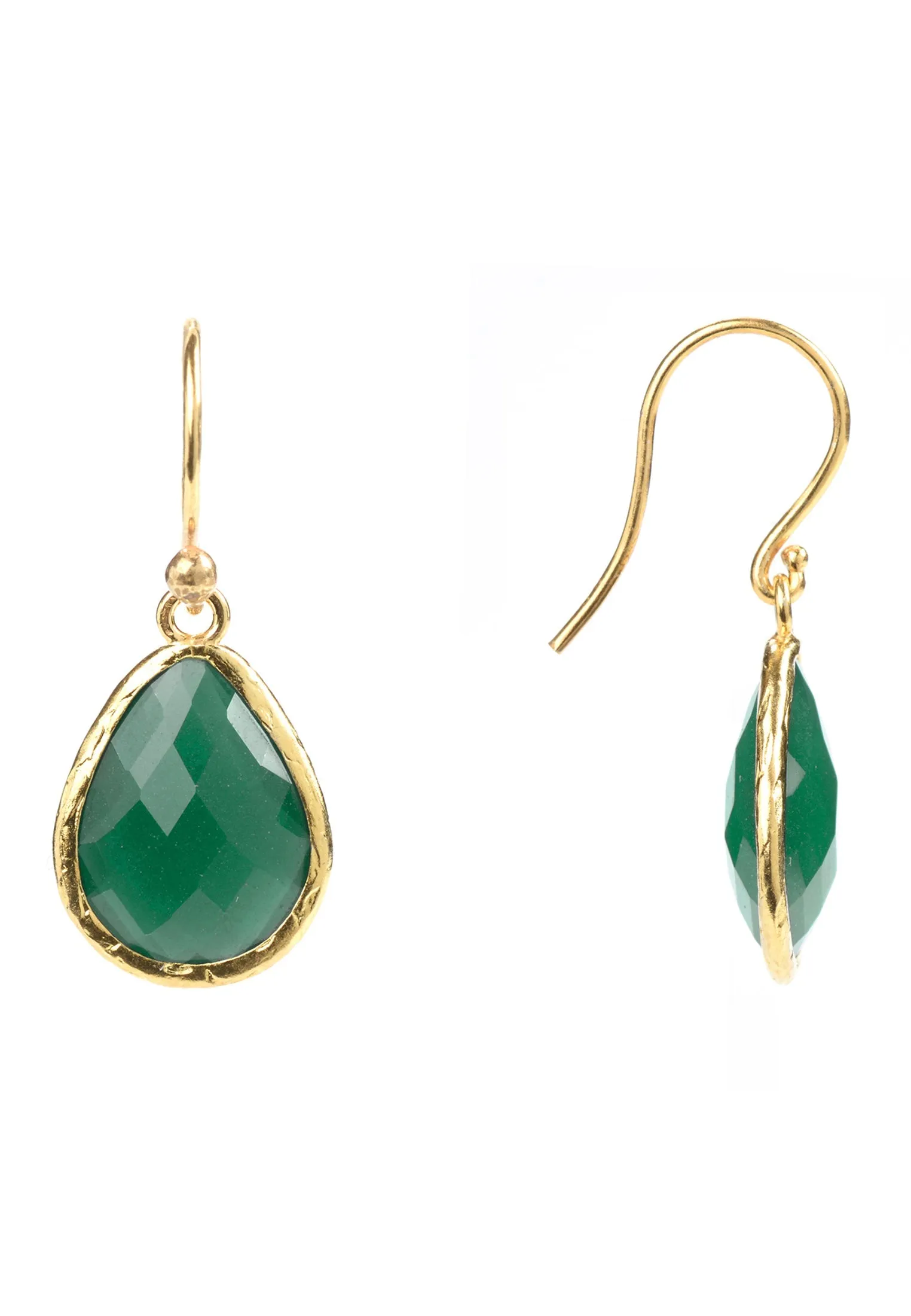 Petite Drop Earrings in Gold with Green Onyx