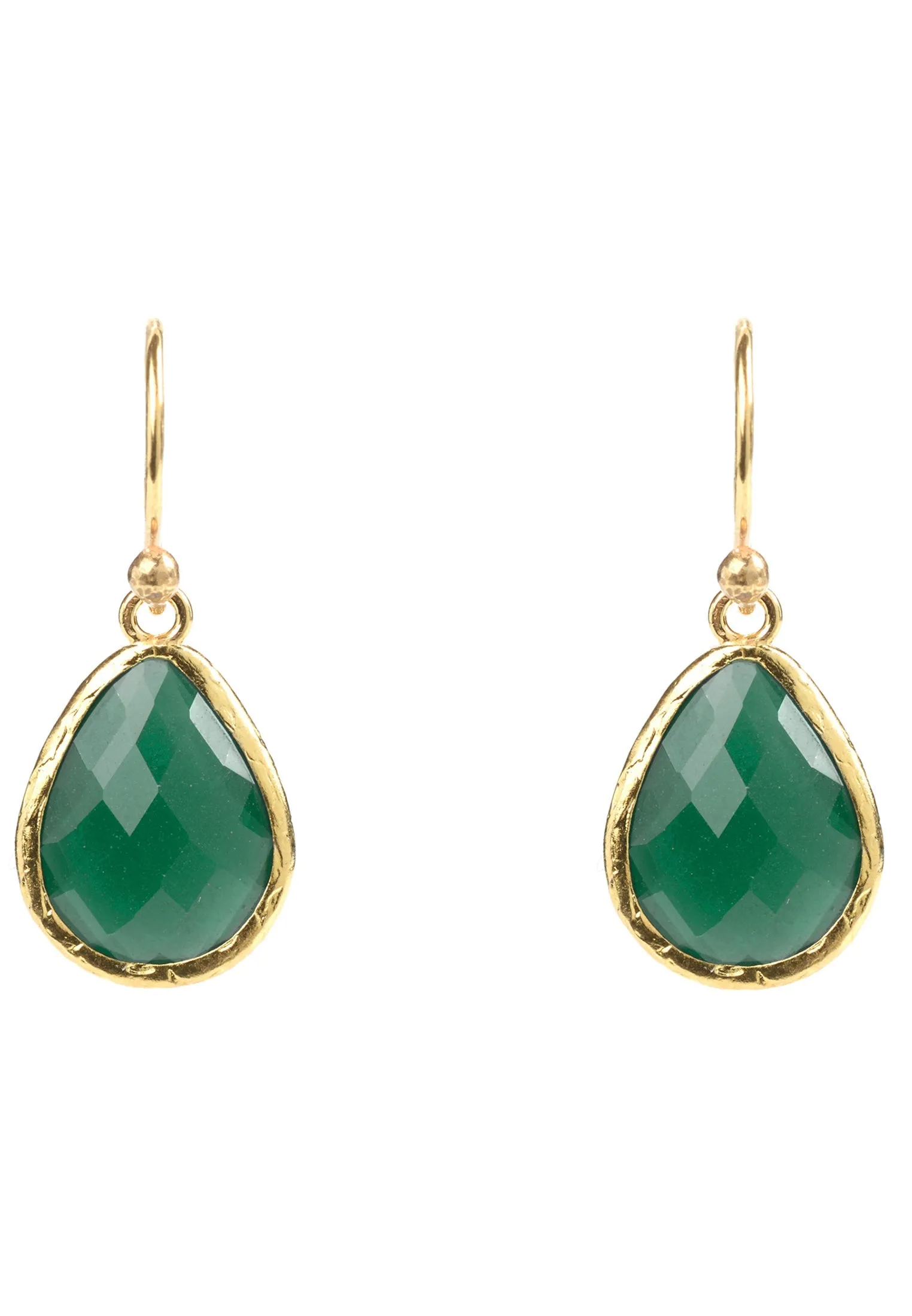 Petite Drop Earrings in Gold with Green Onyx