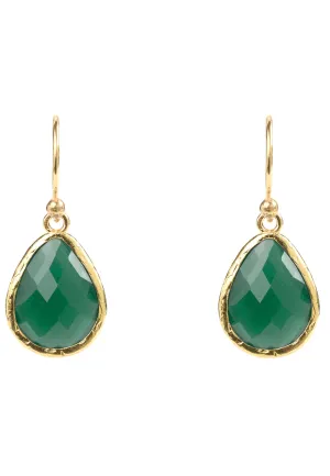 Petite Drop Earrings in Gold with Green Onyx