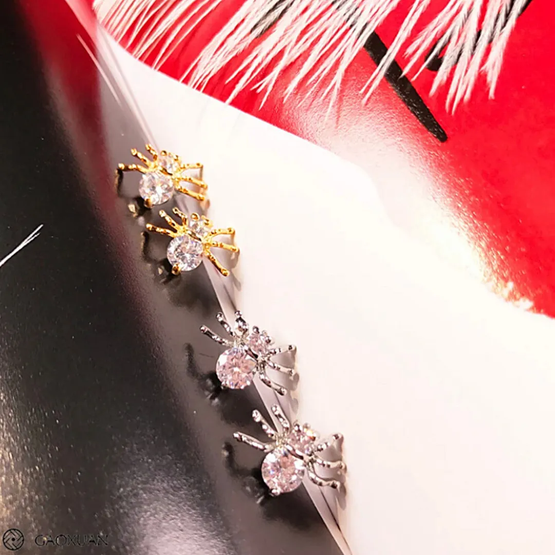 Petite Shimmering CZ Stud Spider Earrings
