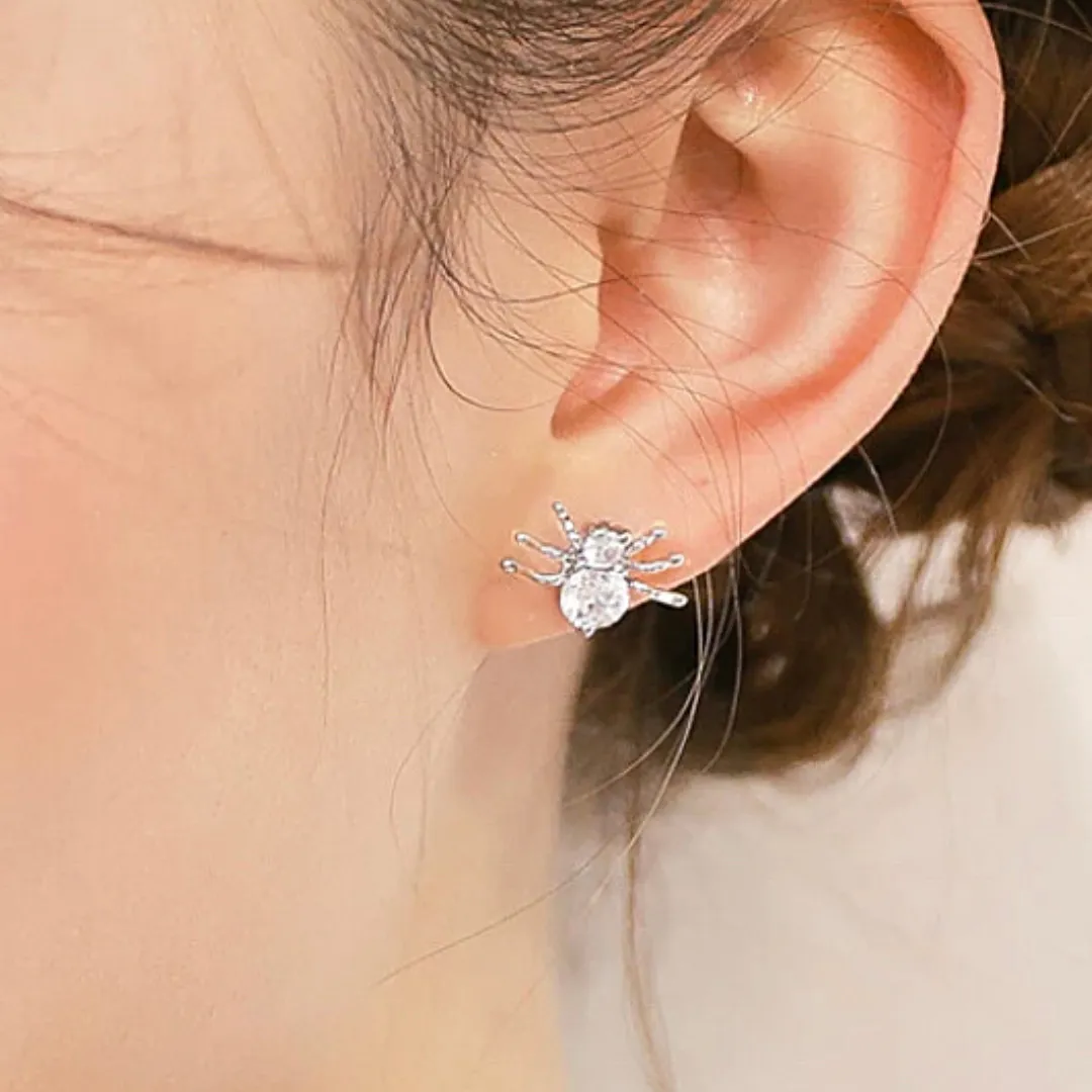 Petite Shimmering CZ Stud Spider Earrings