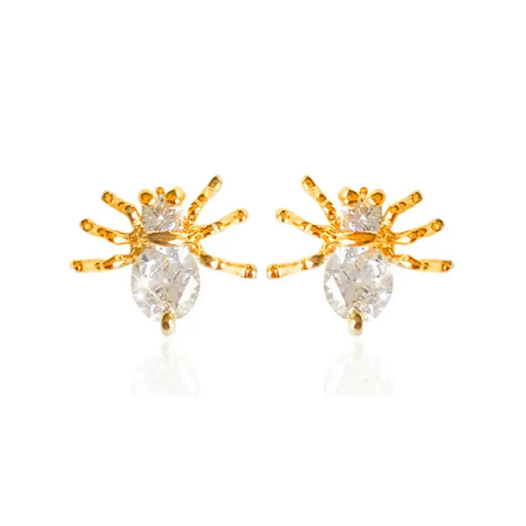 Petite Shimmering CZ Stud Spider Earrings