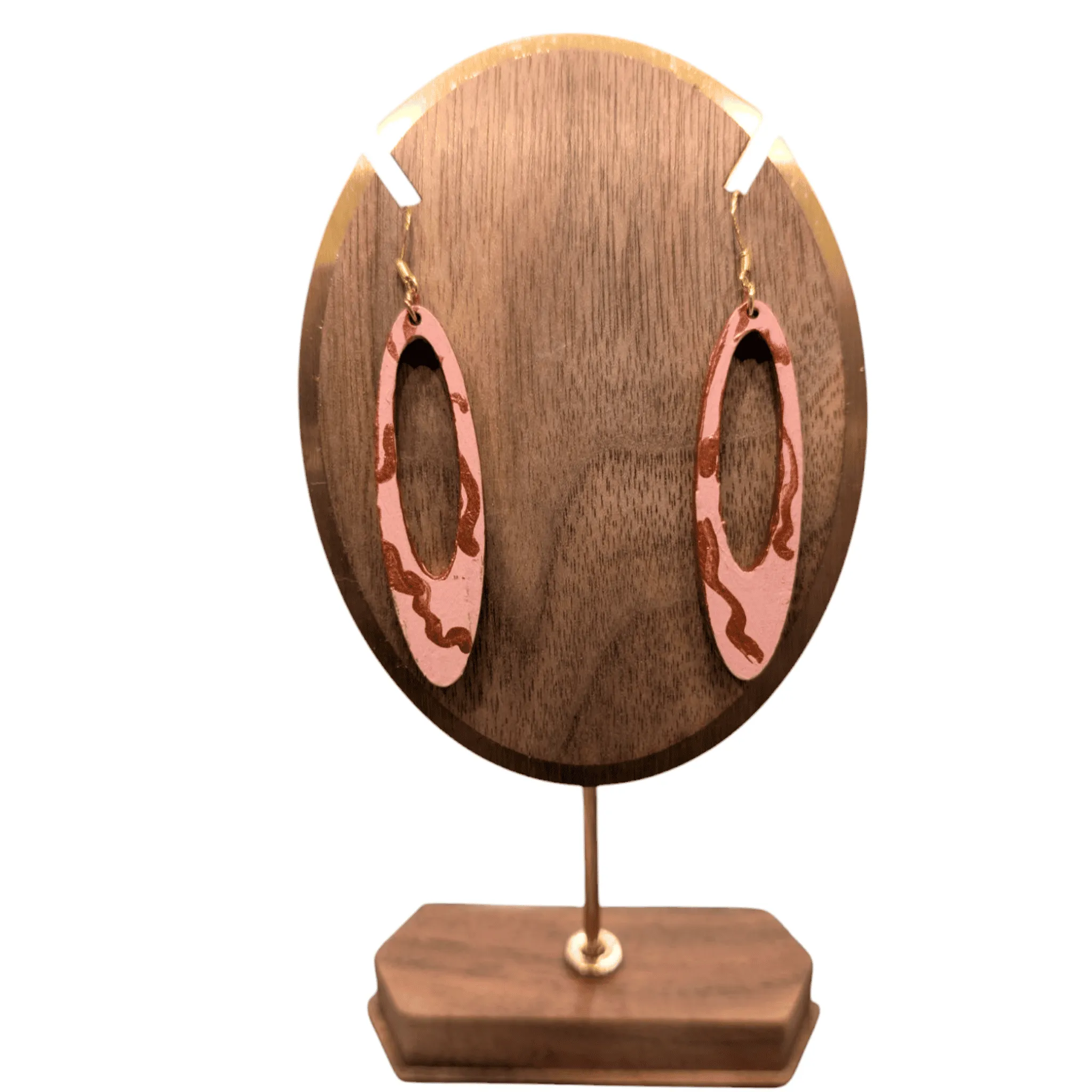 Pink and Copper Hand Painted Earrings