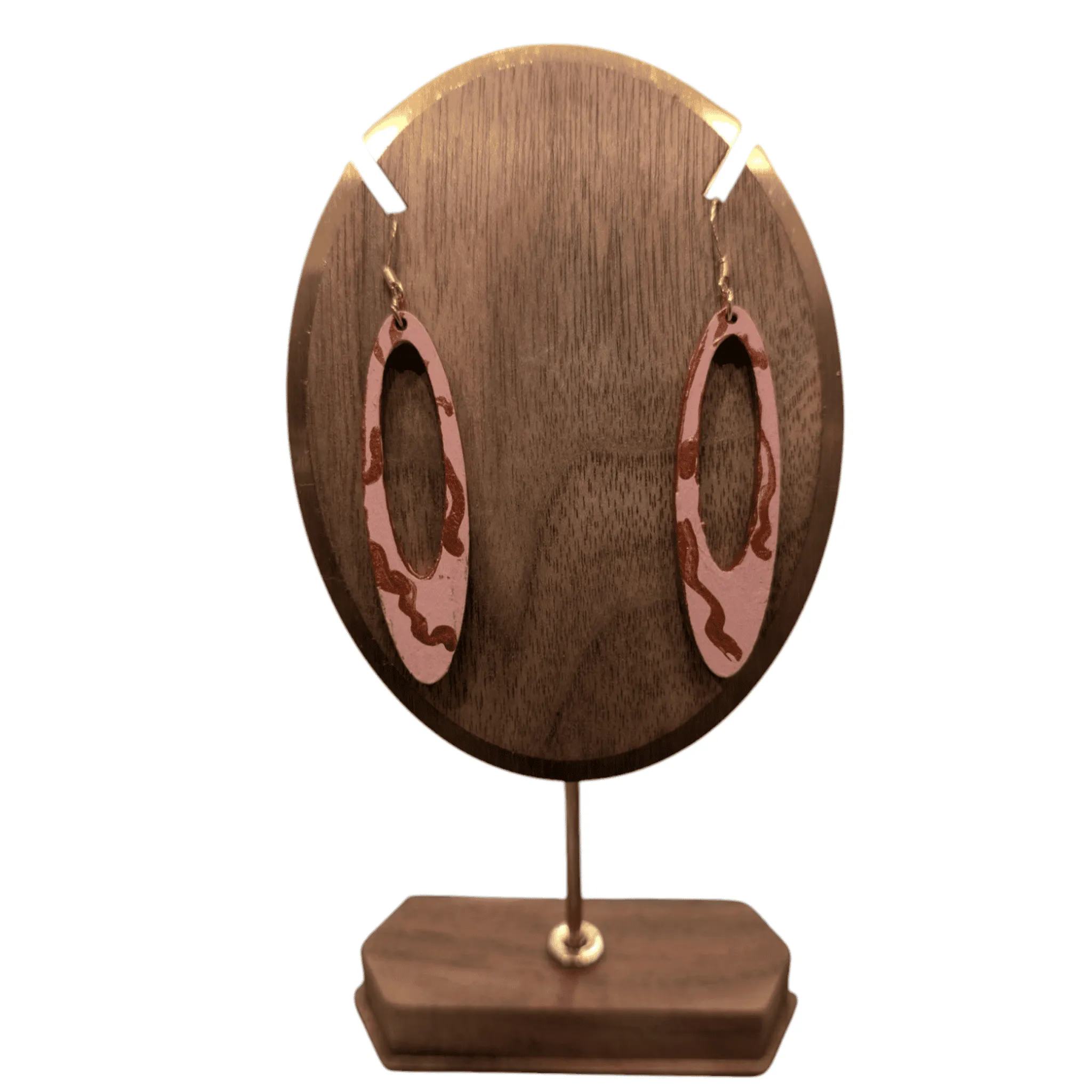 Pink and Copper Hand Painted Earrings