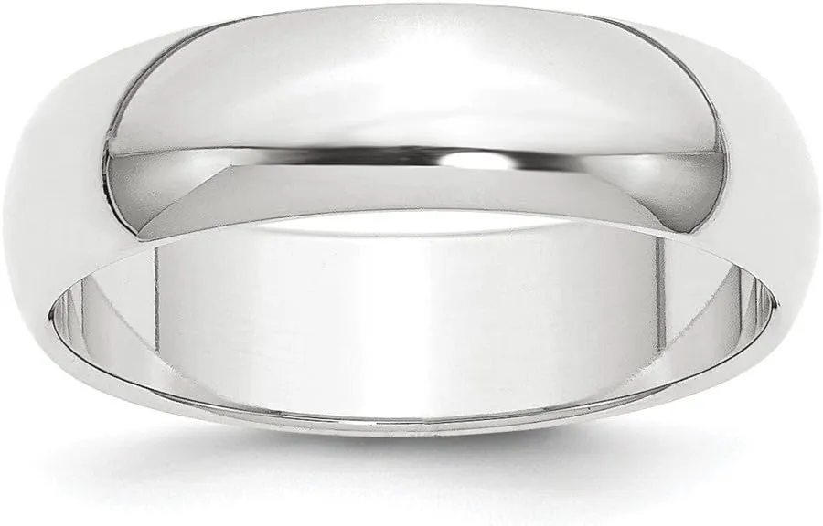 Platinum 6mm Plain Classic Dome Wedding Band Ring