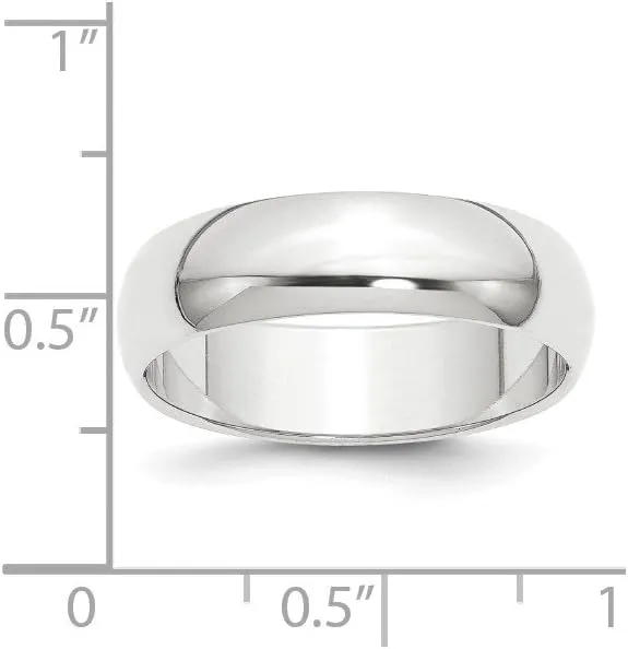 Platinum 6mm Plain Classic Dome Wedding Band Ring
