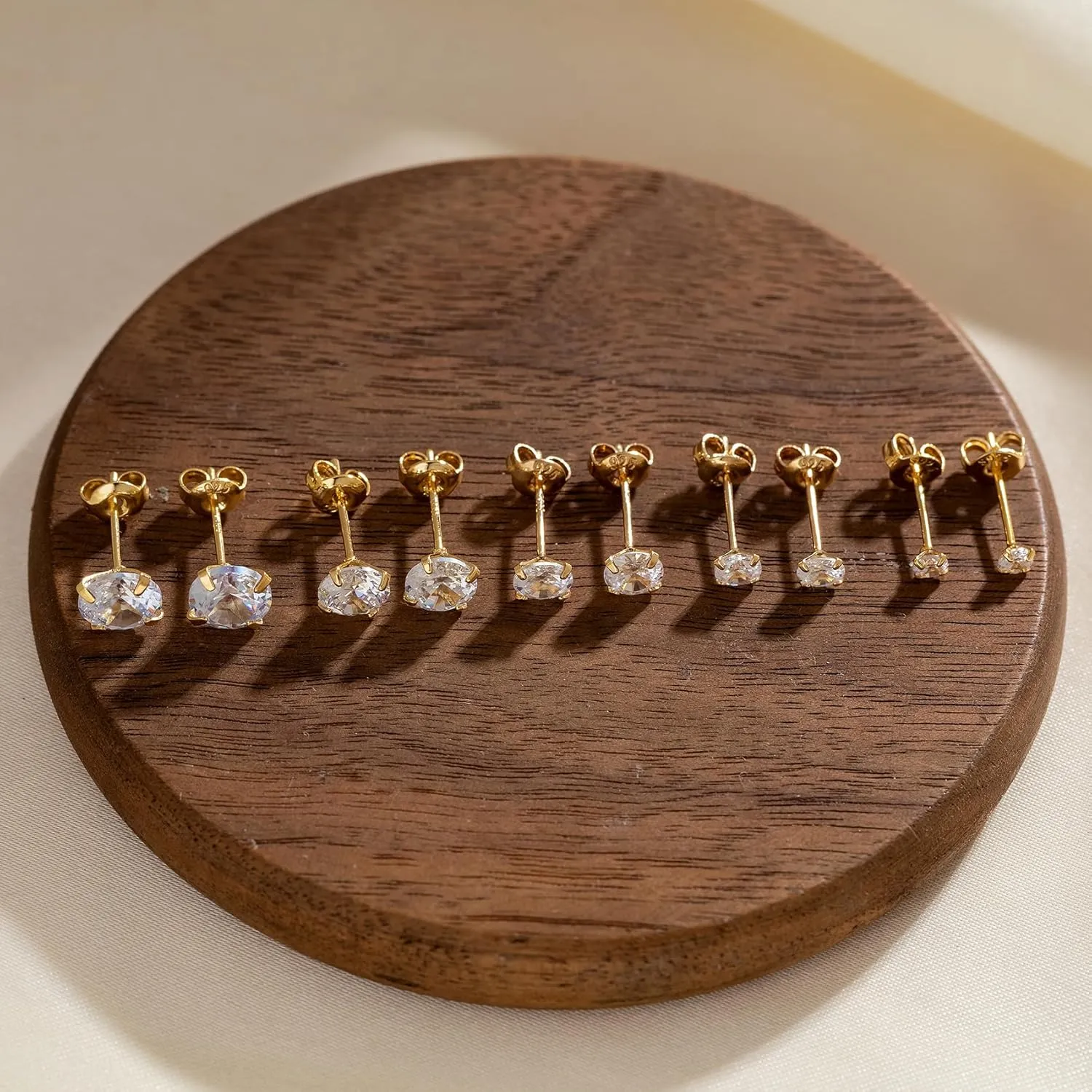 PRETOLE 8 Pairs Sterling Silver Stud Earrings for Women,14K Gold Plated Stud Earrings Set for Women Hypoallergenic Stud Earrings Cubic Zirconia Stud Earrings Small Stud Earrings for Women