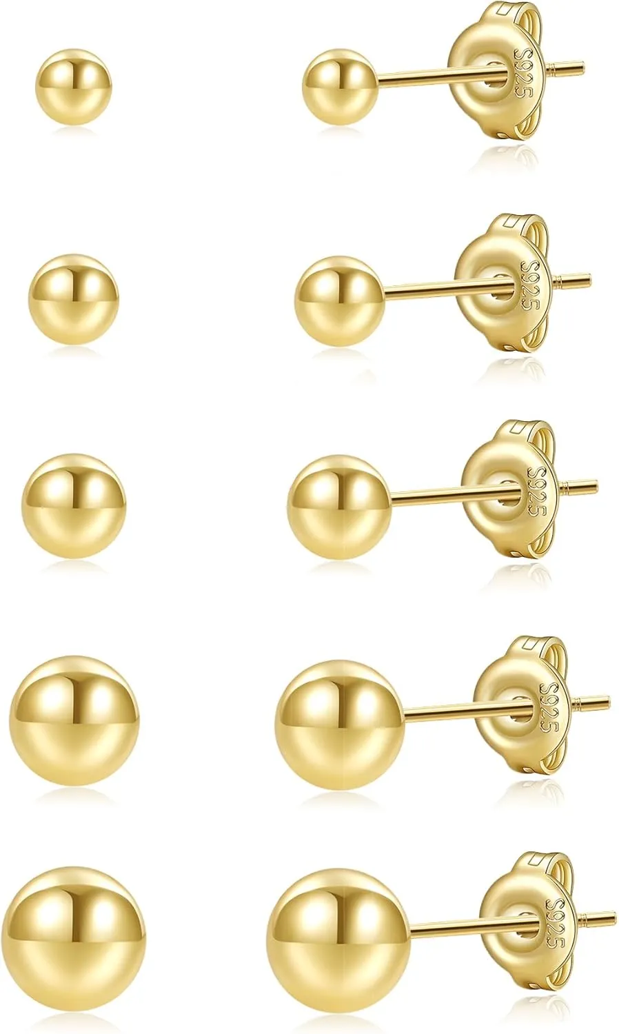 PRETOLE 8 Pairs Sterling Silver Stud Earrings for Women,14K Gold Plated Stud Earrings Set for Women Hypoallergenic Stud Earrings Cubic Zirconia Stud Earrings Small Stud Earrings for Women