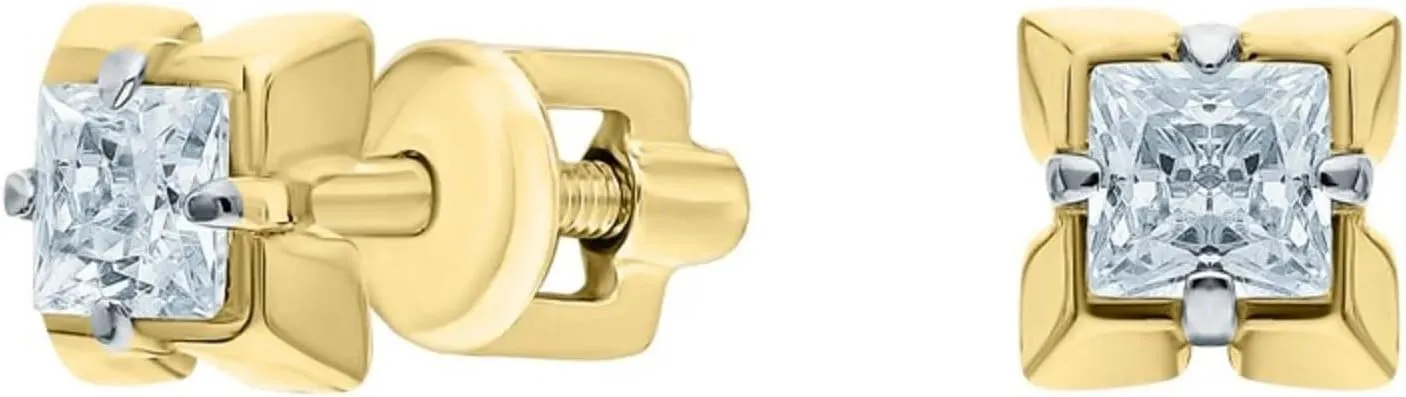Princess Diamond(1.00ct) Prong Stud, 7mm Solitaire Square Diamond Stud, 14k Solid Gold Earring, Gift for Women.