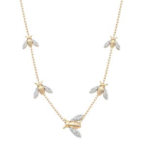 Queen Bee Gold and Diamond 5 Station 17" Necklace