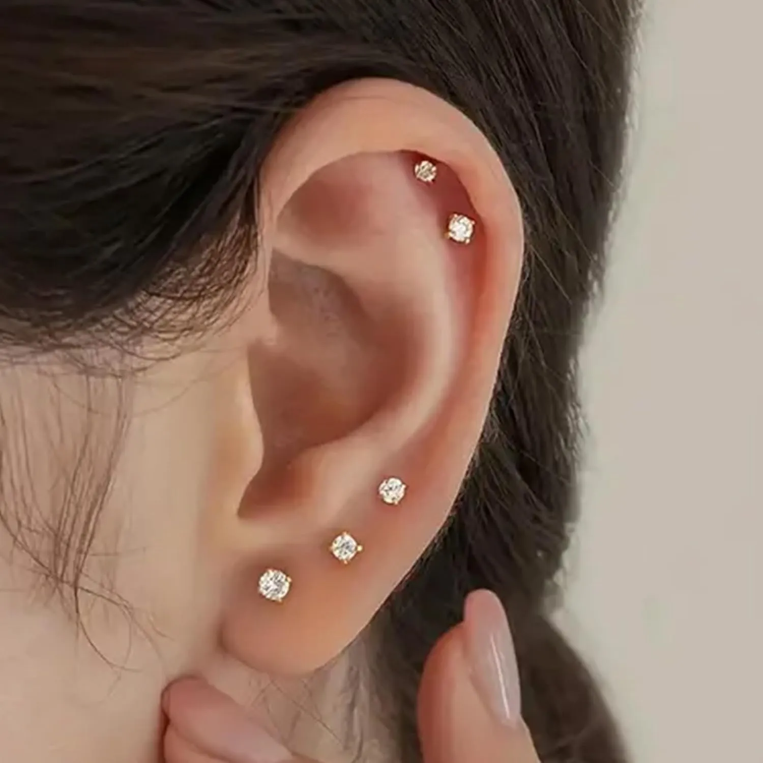 QWALIT 20g 18g 16g Tragus Piercing Jewelry Cartilage Tragus Earrings for Women Flat Back Nose Stud Internally Threaded Earrings Forward Helix Piercing Jewelry Threadless Taper Insertion Changing Tool