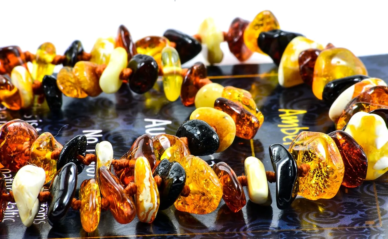 RAW Baltic Amber Necklace - Natural Amber from Baltic Region, Genuine Amber (13in.)