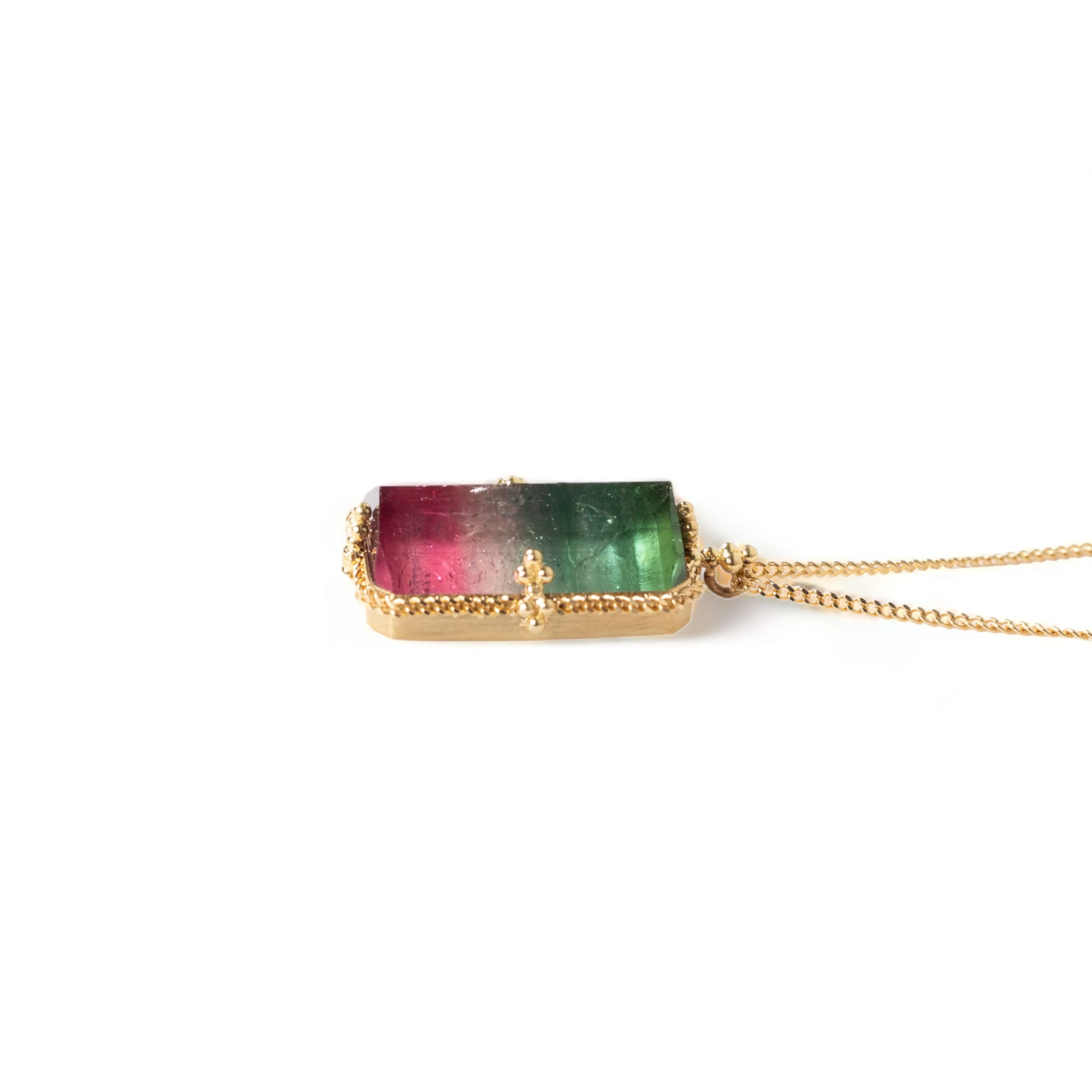 Rectangular Watermelon Tourmaline Necklace