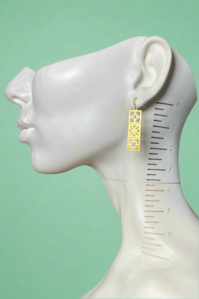 Retro Breeze Blocks Earrings - Gold