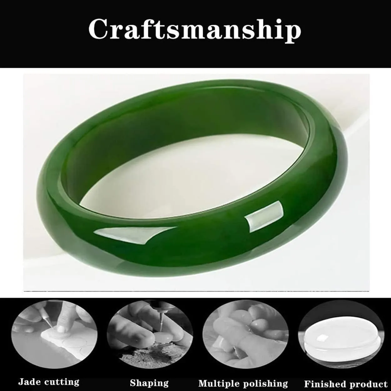 Retro Chinese Style Natural Green Jade Bangle Jade Bangle Bracelet for Women Exquisite Birthday Gifts with Gift Box,60mm