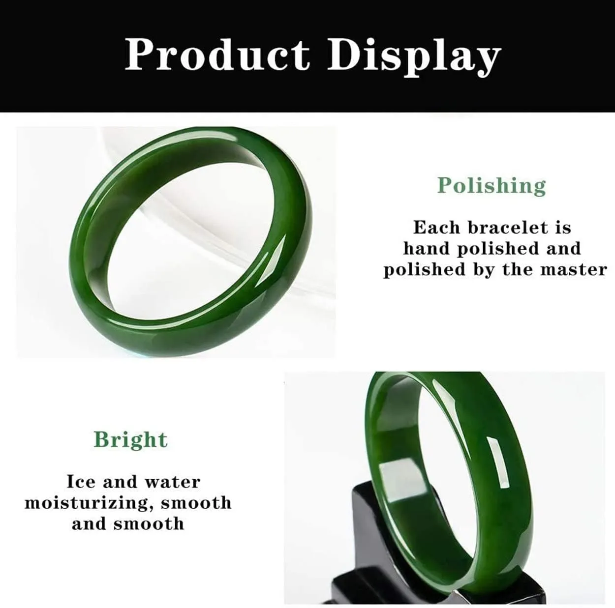 Retro Chinese Style Natural Green Jade Bangle Jade Bangle Bracelet for Women Exquisite Birthday Gifts with Gift Box,60mm