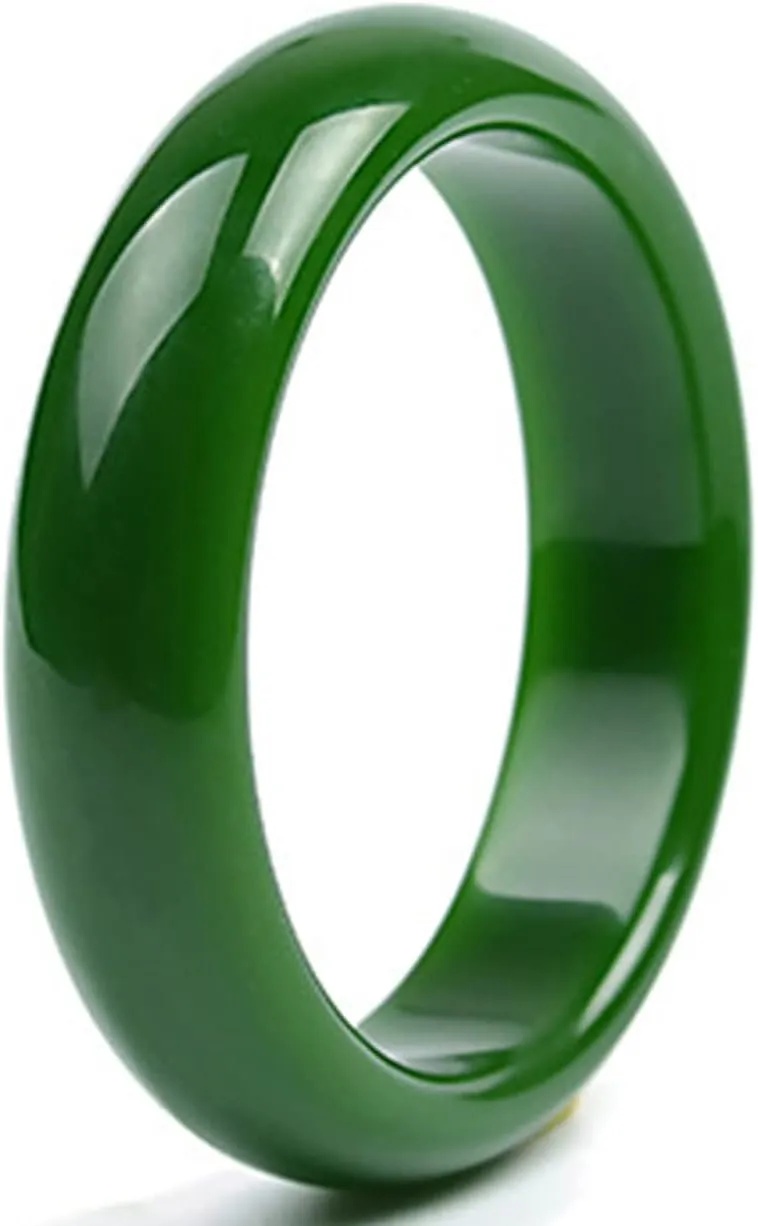 Retro Chinese Style Natural Green Jade Bangle Jade Bangle Bracelet for Women Exquisite Birthday Gifts with Gift Box,60mm